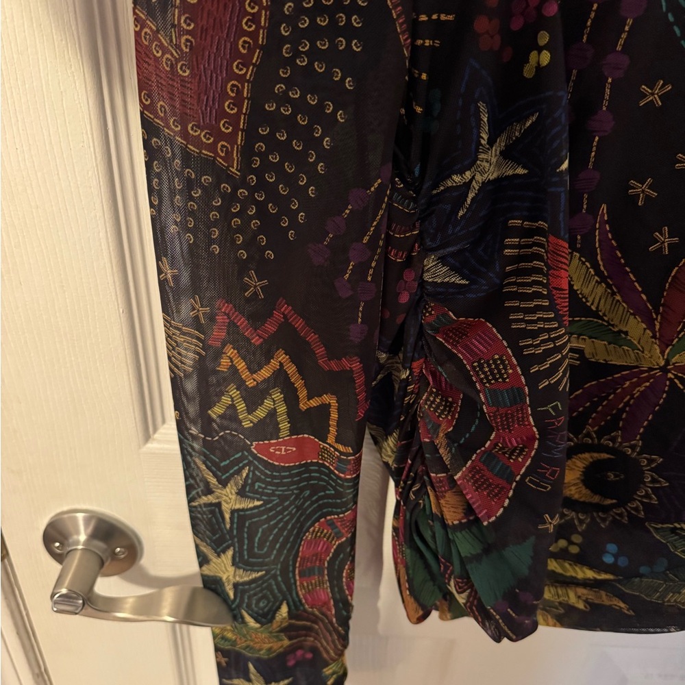Farm Rio Colorful Patterned Long Sleeve Top - Picture 2 of 4